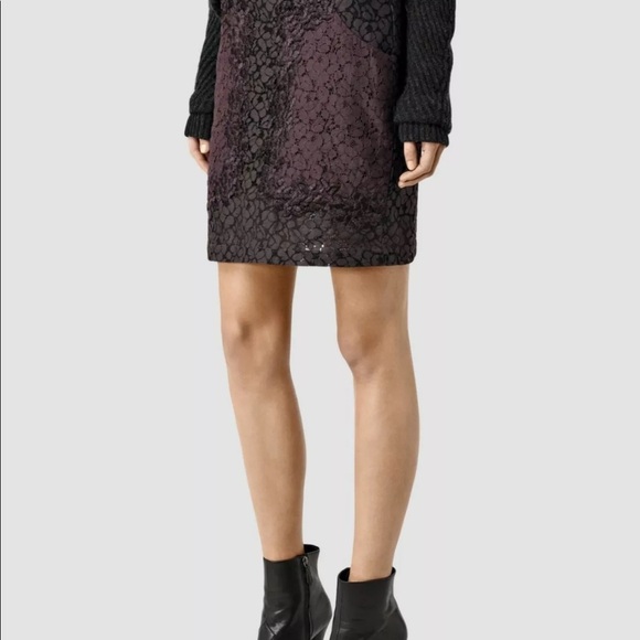 NWT All Saints Dark Purple Pencil Skirt - Picture 2 of 6